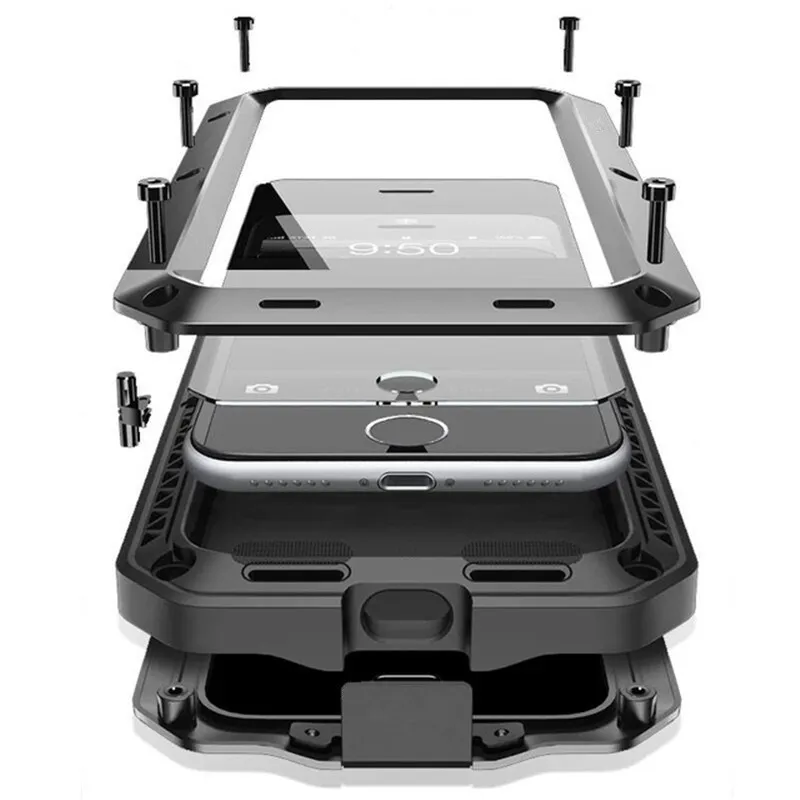 Doom Armor Shockproof Waterproof Metal Phone Case with Glass and Aluminum Protection