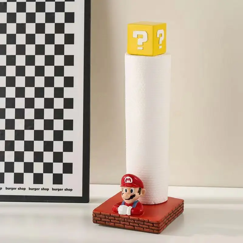 

Super Mario Bros Paper Towel Holder Anime Kitchen Roll Paper Accessory Napkin Holder Desktop Ornaments Bathroom Tissue Toilet