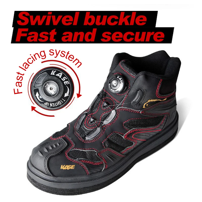 Air-Permeable Fishing Shoes Swivel Buckle Felt Sole Nails Hiking Waders Skid-Proof Reef-Climbing Shoes