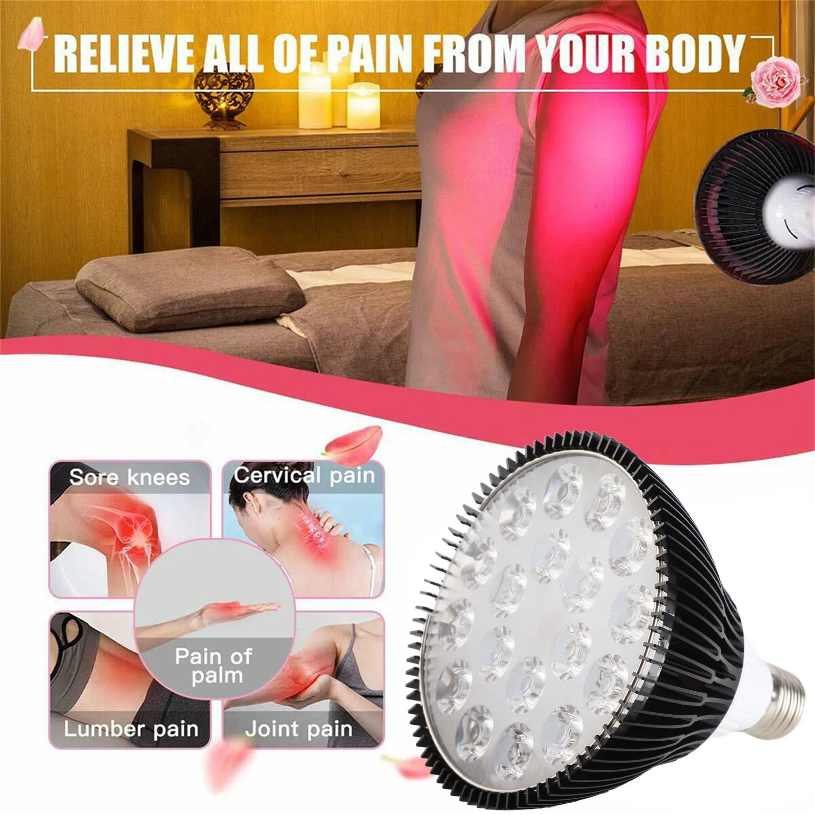 Physiotherapy Lamp Bulb 54W Red Light Therapy Lamp Bulb 660nm and 850nm Near Infrared LED Lamps