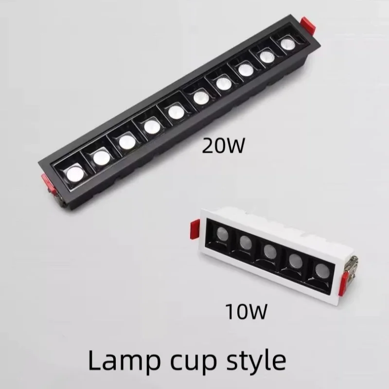 Line light embedded grille light strip anti glare spotlight LED85-265V high luminous efficiency no main light design 4