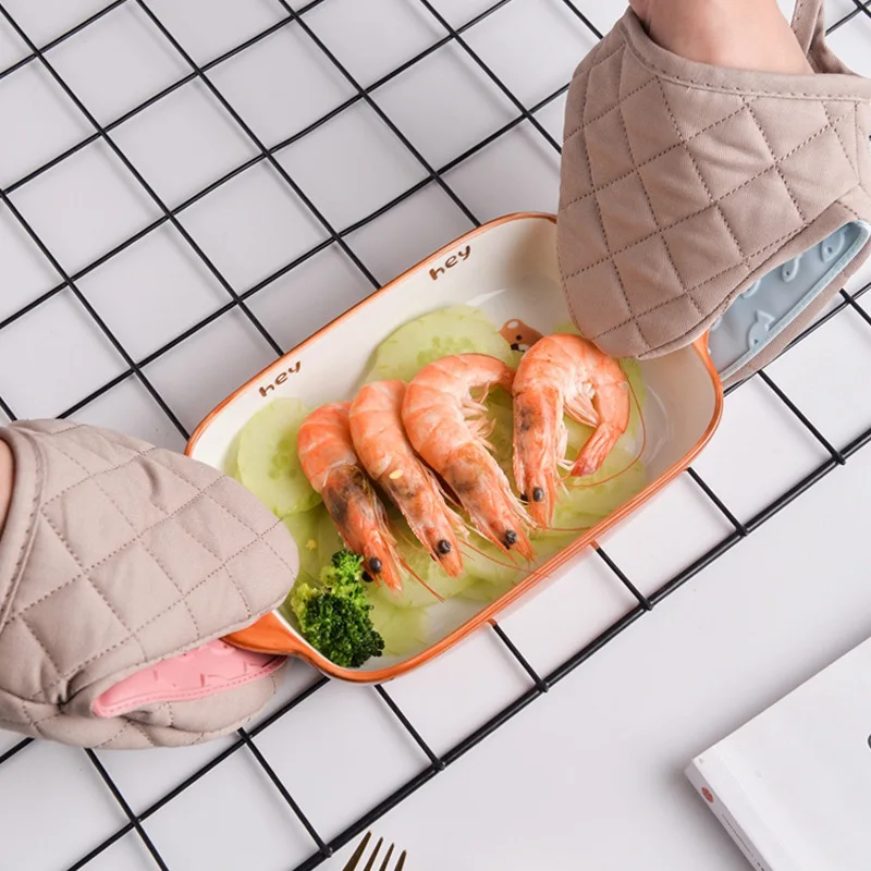 Silicone Oven Mitts Kitchen Gloves Silicone Oven Gloves 1PC Silicone Anti-scalding Oven Gloves Mitts Potholder Kitchen Silicone Gloves Tray Dish Bowl Holder Oven Handschoen Hand Clip