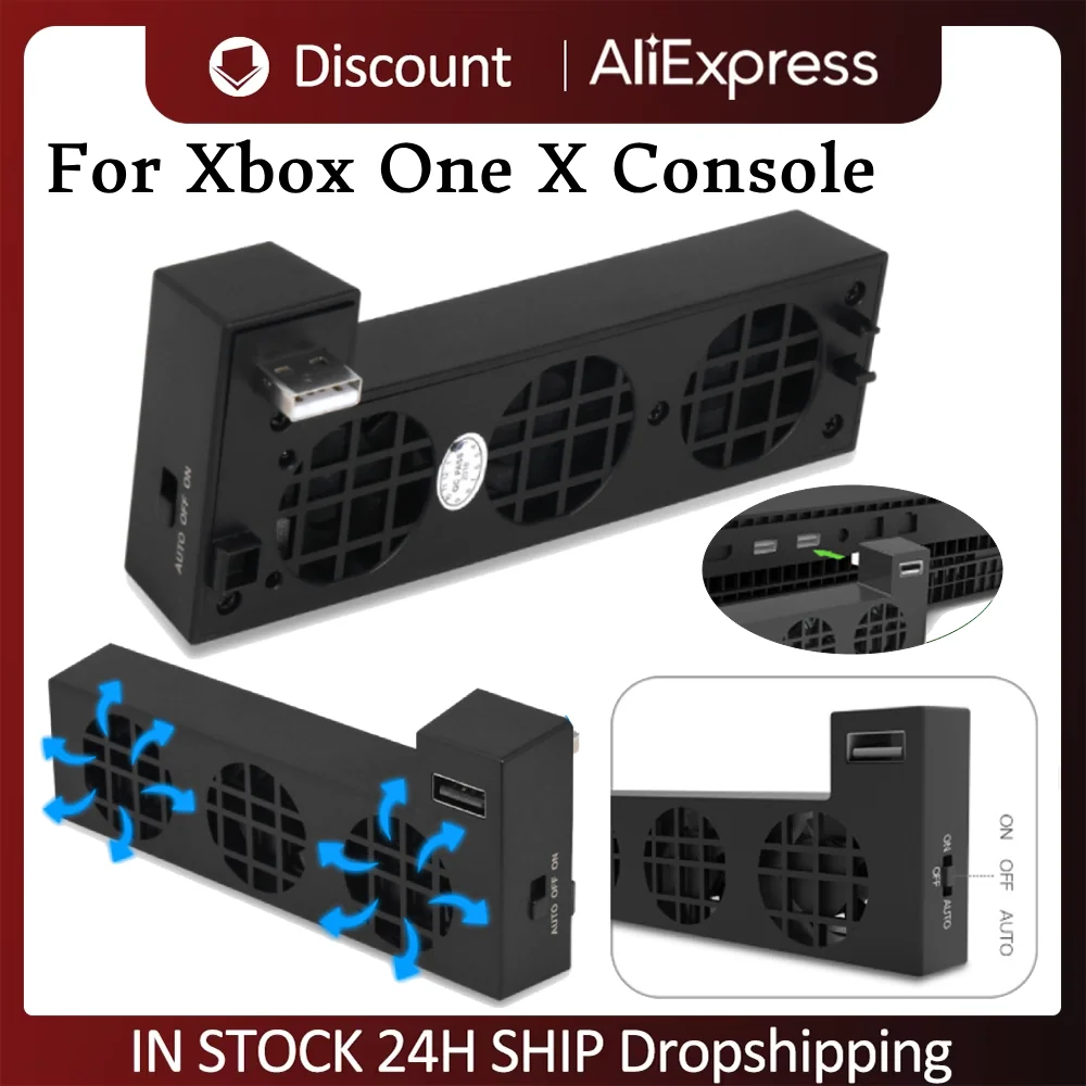 Portable Temperature Control Cooling Fan for Xbox One X Series Console External 3 Fans Reduction Power Consumption Cooler