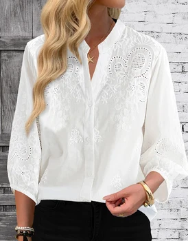 Temperament Loose Woman Shirt Fashion Casual Blouse Elegant Long Sleeve Woman Shirt Holiday Weekend Top 1