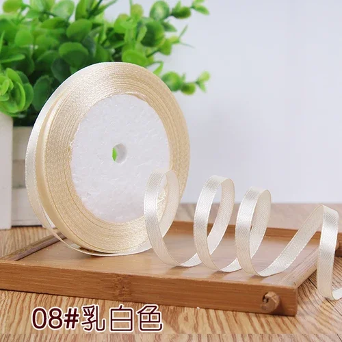 25Yards 6mm Silk Satin Ribbons for Crafts Bow Handmade Gift Wrap Partys Christmas Wedding Decorative Artificial Accessories