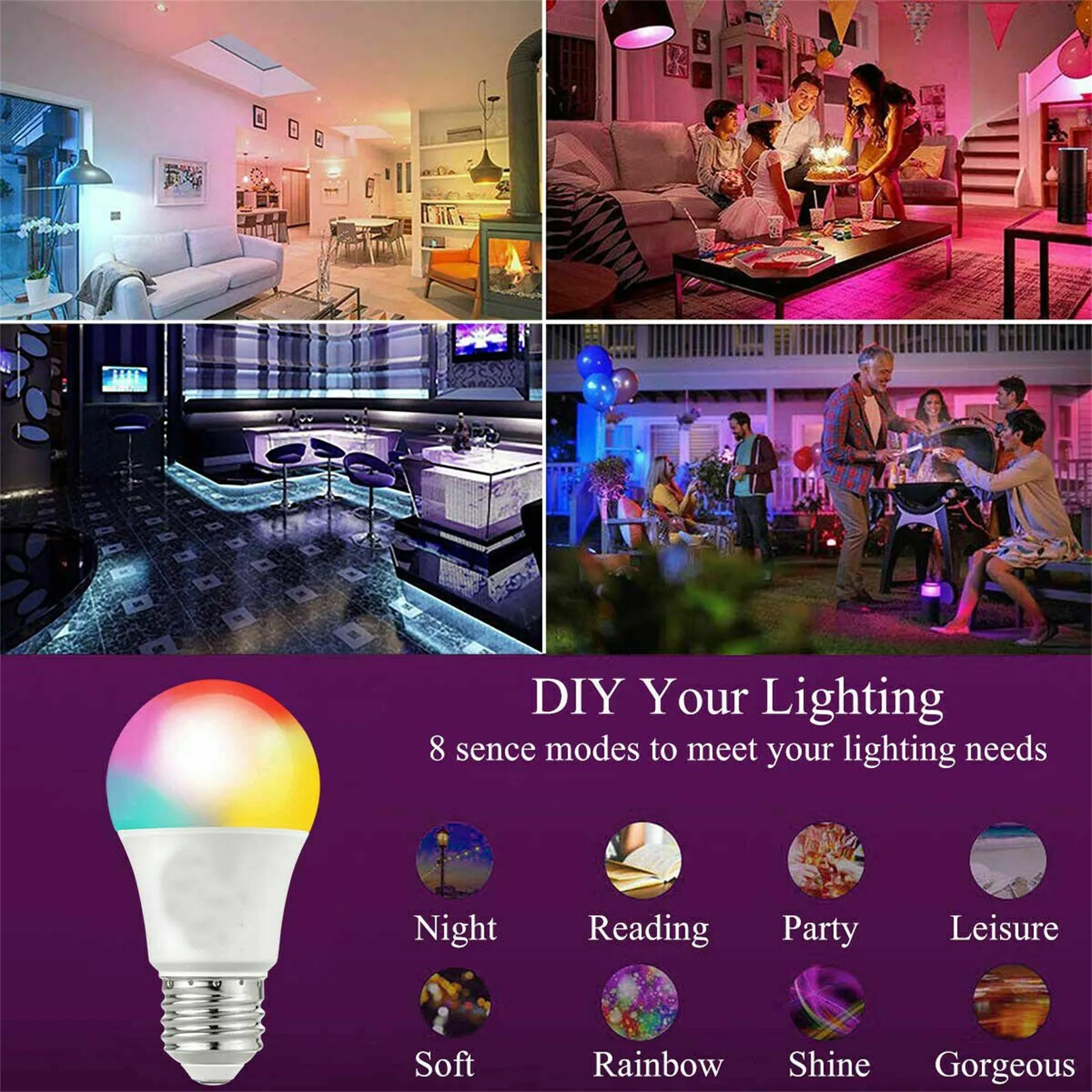 New Changing Lamp Ir Remote Control Dimmable Light Led Lamp Smart Life Light Bulb For Home Decoration
