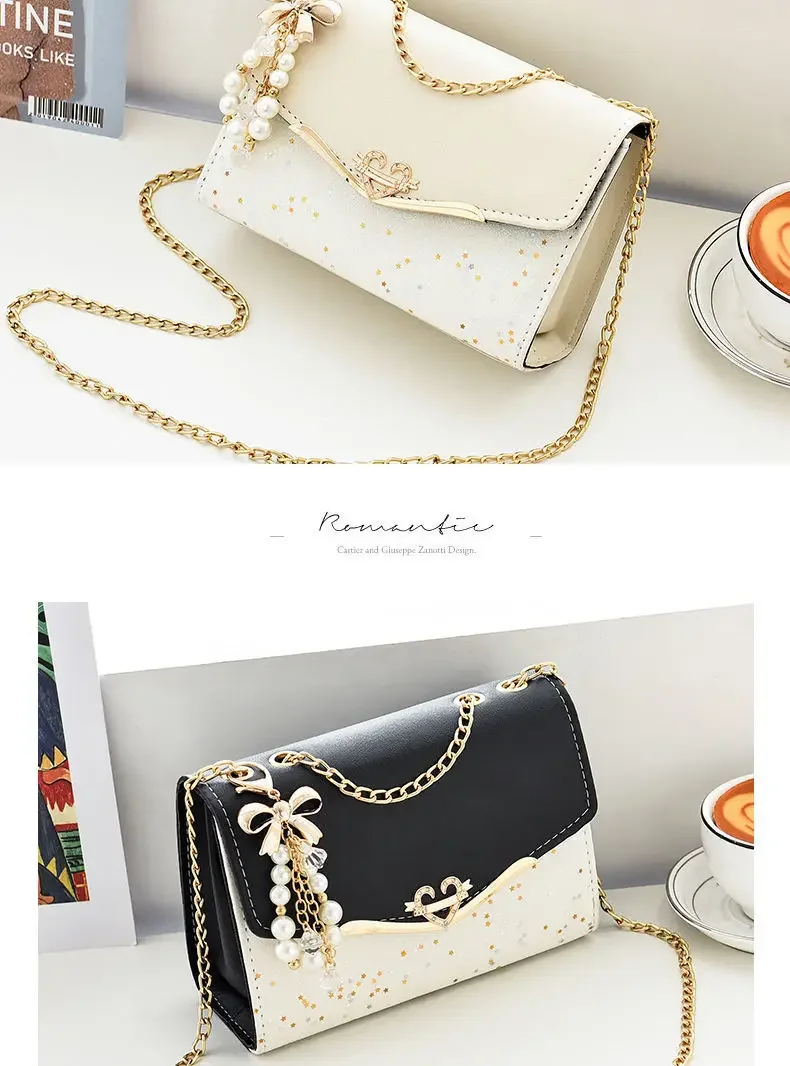 Fashionable Bright Leather Chain Crossbody Bag Women's Single Shoulder Small Square Bag Hot Sale of the Season New Style