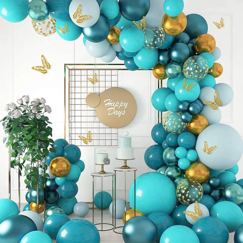 

Teal Blue Balloons Garland Arch Kit 5th Birthday Girl Party Anniversaire Wedding Decoration Marriage Bride To Be Globos