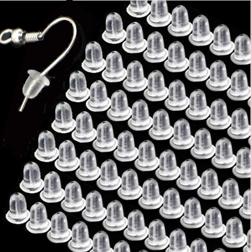 500-2000pcs tappi posteriori per orecchini in gomma siliconica morbida per orecchini a bottone accessori per orecchini fai da te tappi per le orecchie a tubo proiettile