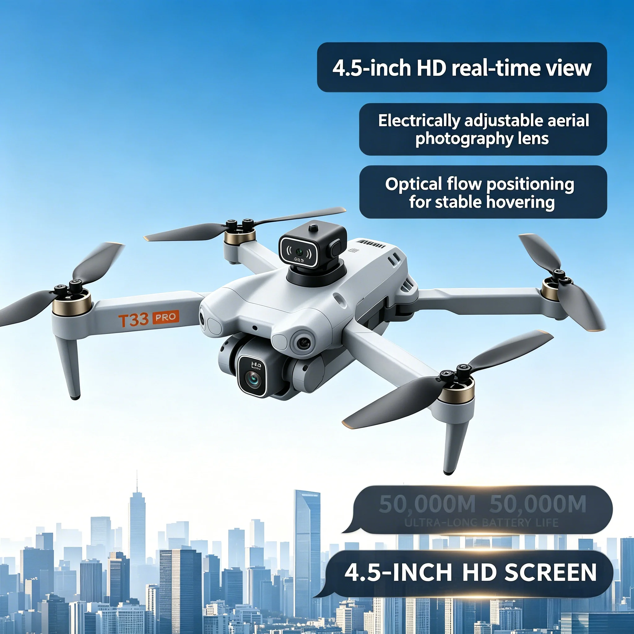 Caméra 360° T33 8K VR Noir – Drone Intelligent avec Évitement d'Obstacles