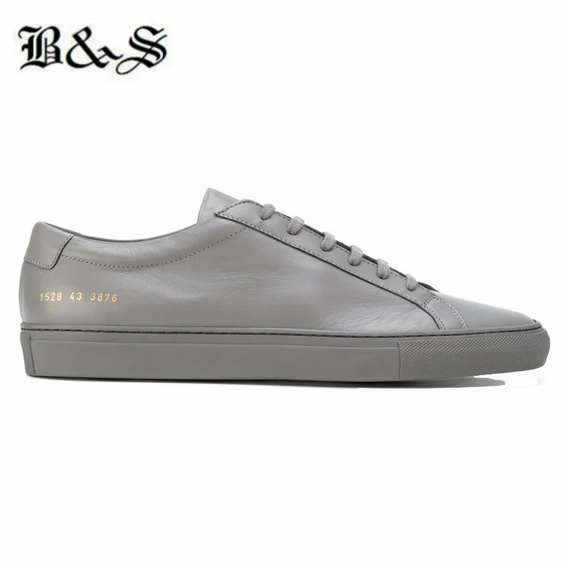 

21ss Gray Cow Leather Handmade England lace up flat trainer Small White Shoes