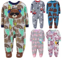 New Fall Winter Newborn Infant Babe Boy Girl Rompers  Fleece Warm Animal Sleepwear Animal Overall Babe Jumpsuits 0-12 Months 1