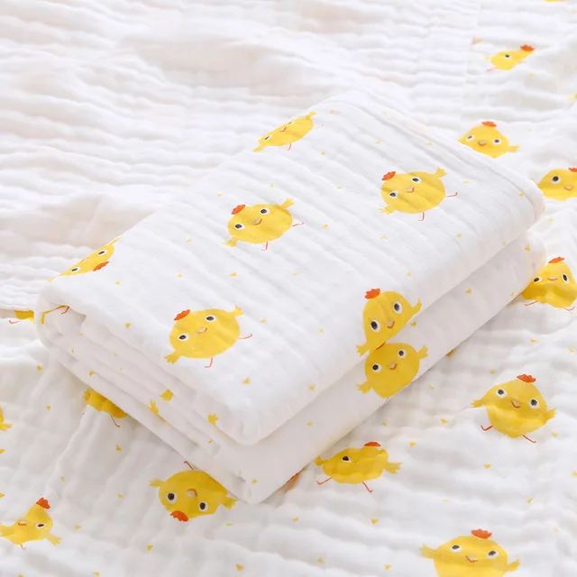 2PCS Baby Bath Towel Newborn Bathrobe Cotton Gauze 6 Layers Washcloth Blankets Child Robe Kids Facecloth Muslin bathroom towels 2 Chick high-density
