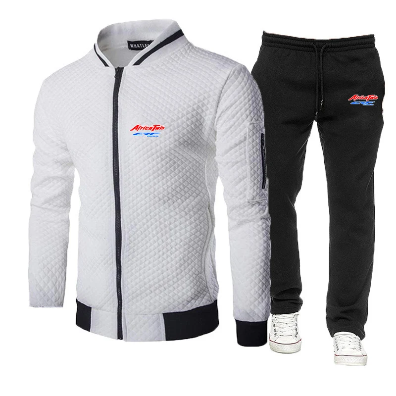 Africa Twin Crf 1000 L Crf1000 New Man Spring Slim-fit Suit Round Neck Zip Hoodie Coat+Pants Quality Classic Runing 2 Piece Set