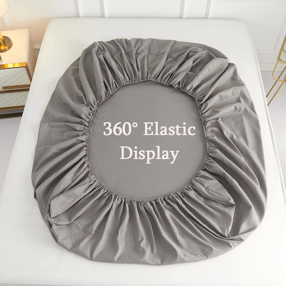 1 piece of solid color bed sheet for bedroom 100%Polyeste Elastic Band Around bedding Fitted Sheet Only (excluding pillowcases) 6