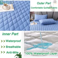 100% Waterproof Thicken Mattress Protector Cover Non-slip Fitted Bed Sheet Pad Bed Cover Single Double Bed Queen King Size 1Pc 2