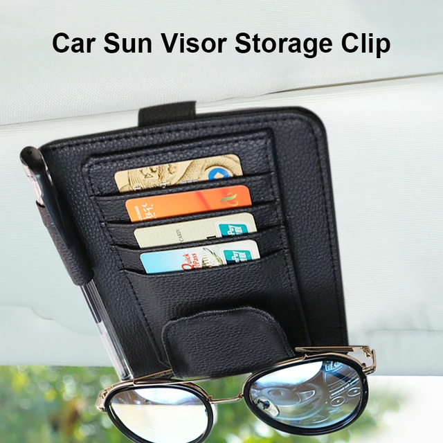 Auto Sonnenblende Organizer Leder Sonnenbrille Halter Multi-funktions Karte  Halter Lagerung Tasche Auto Gläser Clip Auto Zubehör - AliExpress