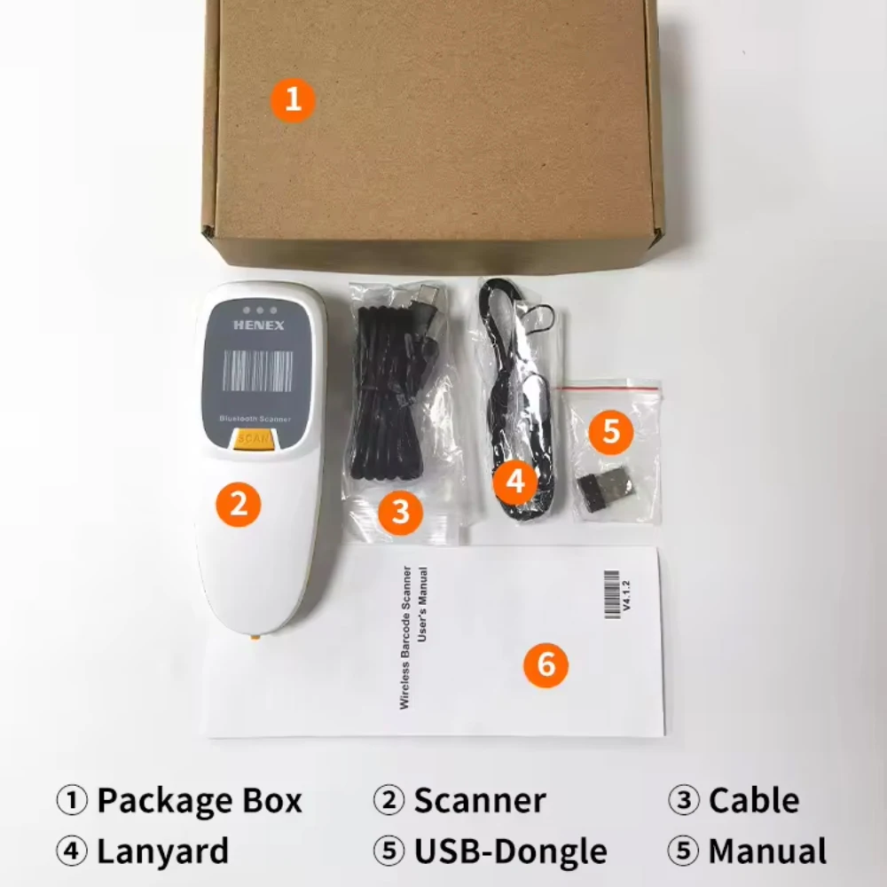 Henex 저렴한 가격 무선 2D 재고 창고 관리 스캐너, BT 및 USB 유선 및 2.4 무선 바코드 리더, 3 인 1, 1MP