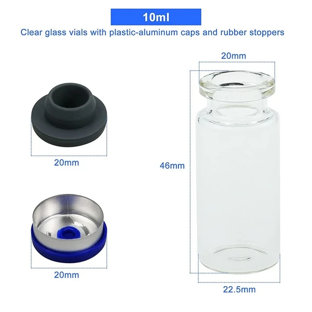 Clear Glass Injection Vial 10ml Rubber Stopper 20mm