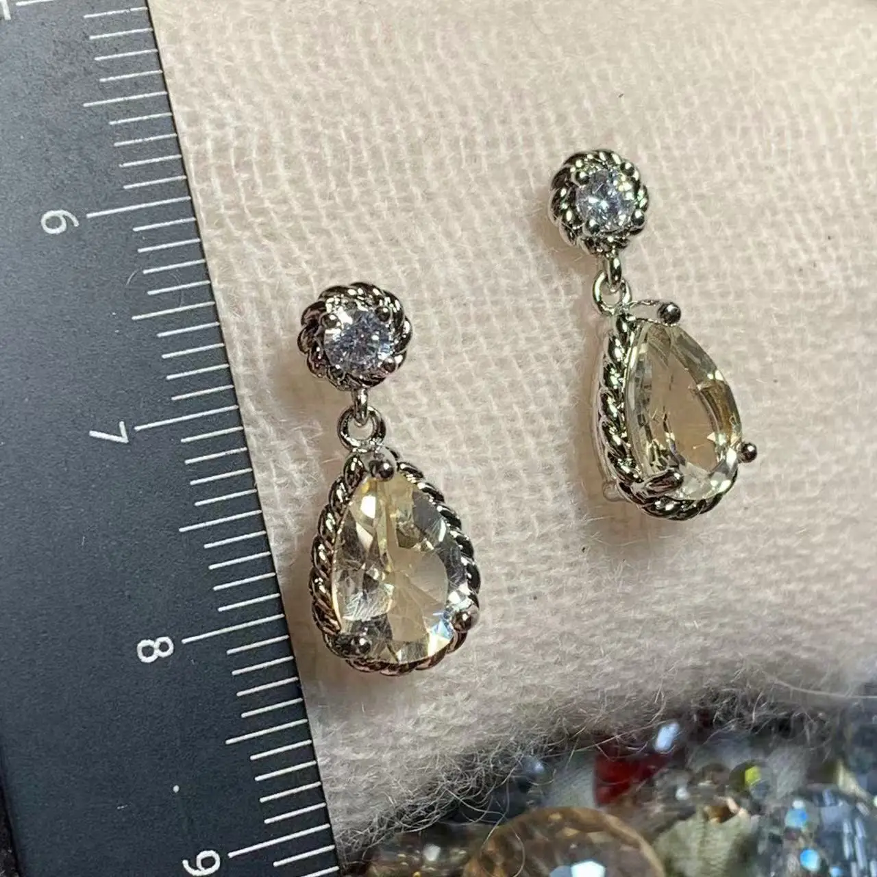 Natural Citrine Stud Earrings For Women Real 925 Sterling Silver Vintage Femme Gift Prevent Allergy Fine Jewelry Stone