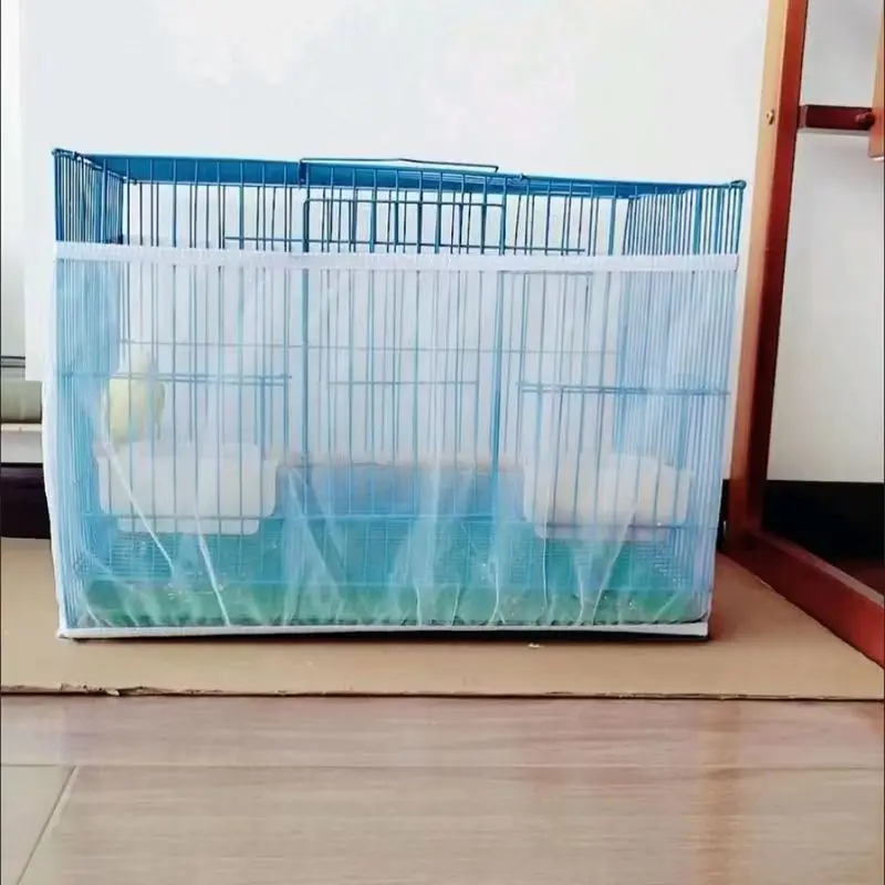 Nylon Mesh Bird Parrot Cover Soft Easy Cleaning Nylon Airy Fabric Mesh Bird Cage Cover Seed Catcher Guard (Only Cover) bird cage cover