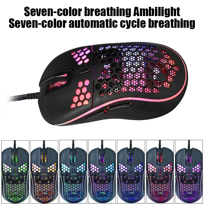 best gaming mouse for large hands Ergonomic Wired Gaming Mouse Honeycomb Hollow Design Backlit Mouse 4800 DPI Gaming Mouse PC Notebook Office RGB Luminous Mouse gaming mouse for large hands