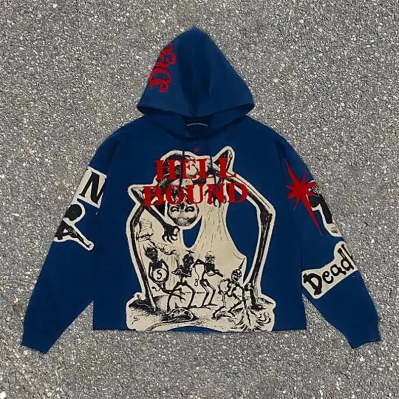thumbnail image 4 of Sudadera con capucha Y2K para hombre y mujer, con estampado gráfico de letras de hip hop, de gran tamaño, estilo gótico, ropa para hombre, 4 of 4
