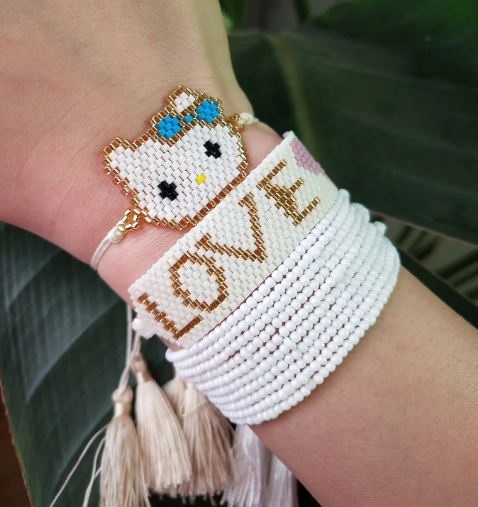 

Fashion Miyuki Seed Bead Bracelet Set Adjustable Handmade wholesale Copper Brass Gold Plated Chain Fashion Zircon Jewelry