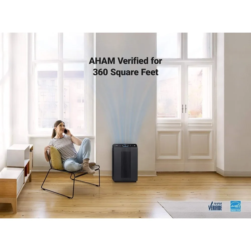 5500-2 Air Purifier with True HEPA, PlasmaWave and Odor Reducing Washable AOC Carbon Filter Medium , Charcoal Gray 3