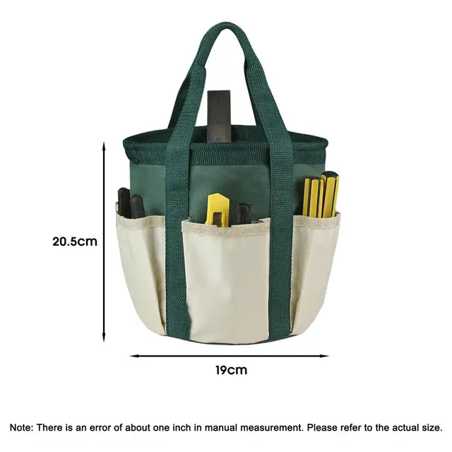 Kerti Szerszámtáska Fogantyú Vödör 6 Zseb Kerek Mély Vastag Lélegző Hely Megtakarítás Oxford Ruhával Megerősített Caddy Farm Kellékek - Image 6
