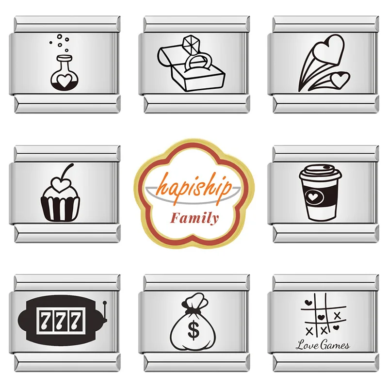 Hapiship Family Women Love Cherry Coffee Wallet Charm Collegamenti Italiani Fit 9Mm Bracciale In Acciaio Inossidabile Che Fa Gioielli Fai Da Te New273