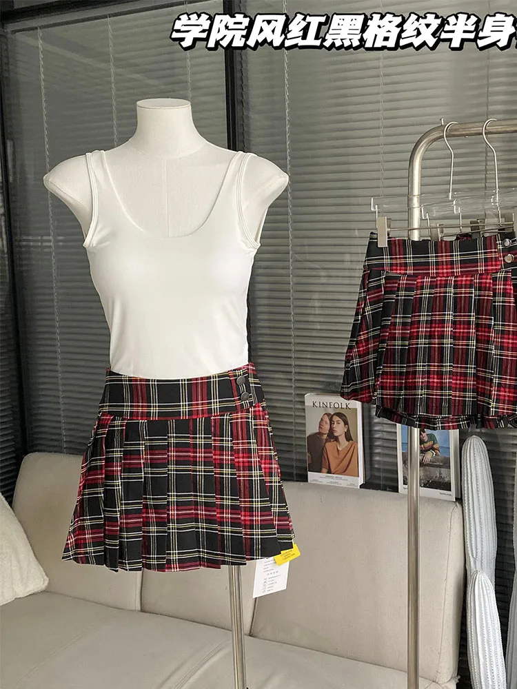 

Summer Women Hot Sweet Japanese Fashion Plaid Mini JK Uniforms Pleated Skirt Y2k Streetwear Gyaru Coquette 2000s Vintage Kpop