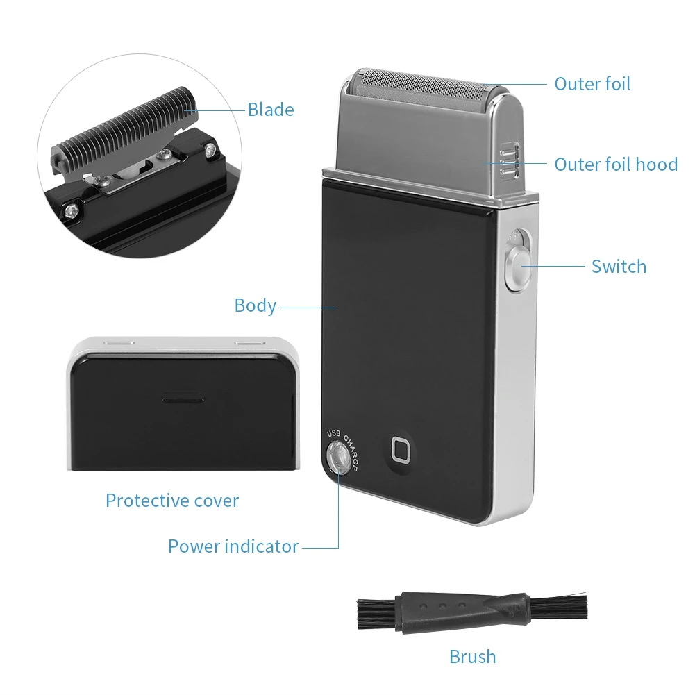 Kemei Beard Trimmer Facial Ultra Thin Electric Razor Rechargeable Shaver with USB Electric Shaver Rechargeable Shaver