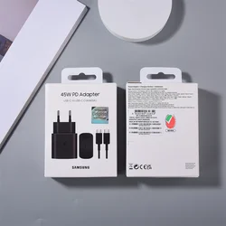 High - Power Samsung 45W Super Fast Charger - EU Certified Adapter - Black EU Set