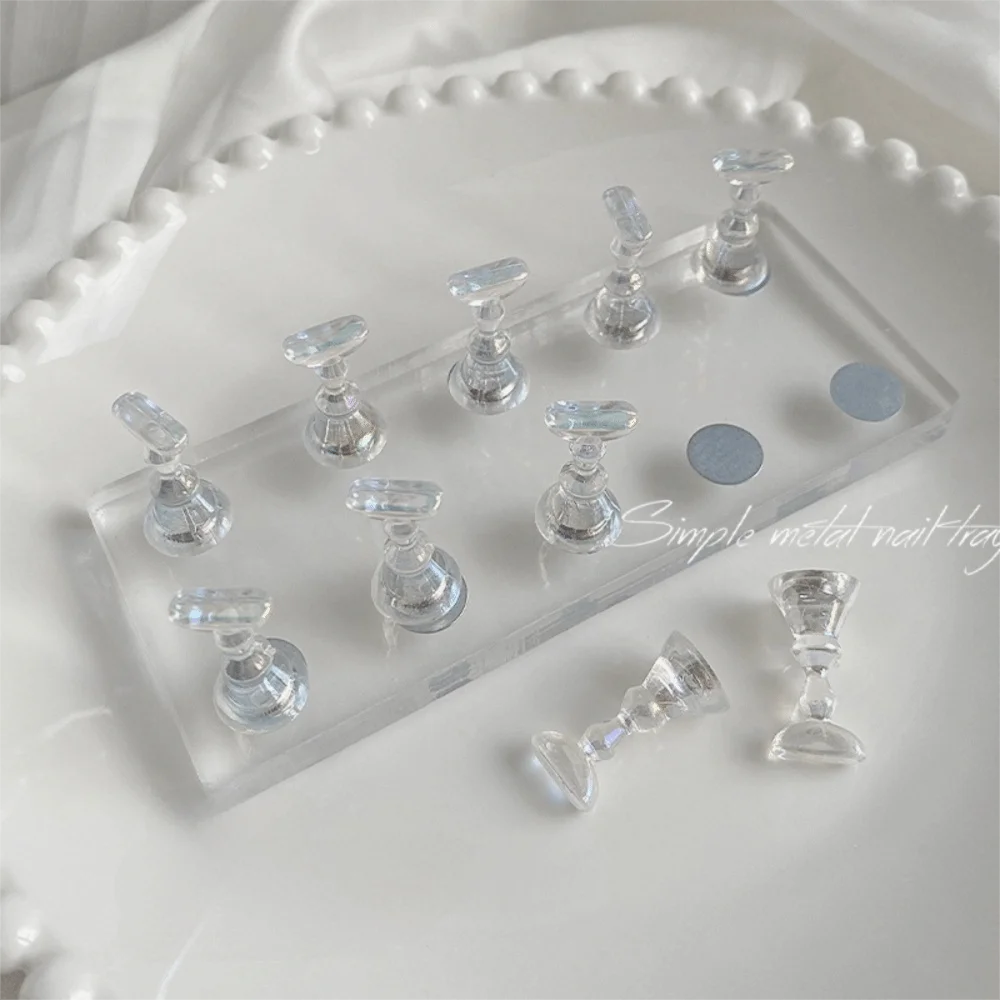 새로운 아크릴 자석 네일 스탠드 더블 로우 DIY 살롱 용품 연습용 네일 홀더..