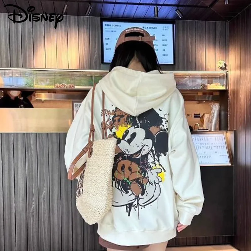 

Disney Cartoon Mickey New Fashion Hoodies Couple Long Sleeve Top Shirts Y2k Trend Clothes Women Amercian Style Pullovers Hooded