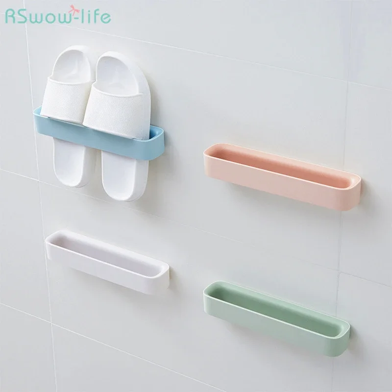 

Nordic Style Bathroom Slipper Rack Plastic PP Wall-Mounted Bathroom Wall Shoe Bracket Hole-Free Shoes Organizers Storages Shelf