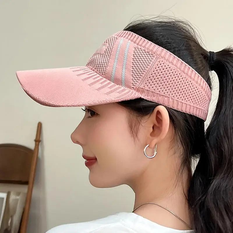 Hollow Top Sun Hat Sun Protection Hollow Top Beach Hat Breathable Summer UV Protection Visor For Hiking Travel Running