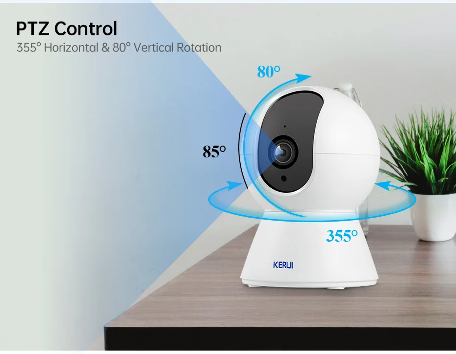 KERUI  HD 300W 1080P Tuya App Indoor Camera Mini Size WiFi IP Camera Home Security WIFI Surveillance Night Vision Motion Alarm best night vision security camera