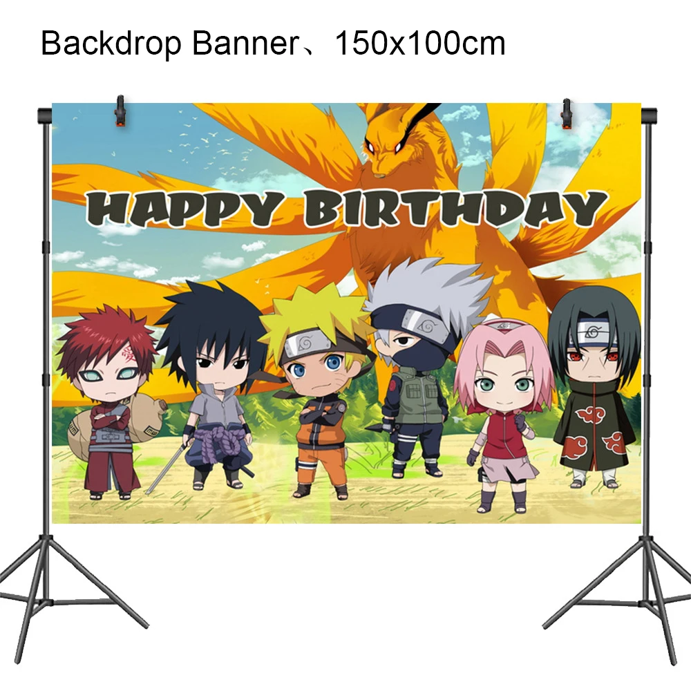 thumbnail image 1 of Decoración de fiesta de cumpleaños animada con dibujos animados de Naruto, vajilla desechable personalizada, pancarta, accesorios de estudio para baby shower de anime de sangre caliente, 1 of 4