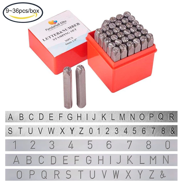 Metal Letter Punch Set 1/4 (6mm),36PC Steel Number and Letter Stamp  Set,Stamping Tool Set kit for Imprinting Metal, Plastic, Wood, Leather.