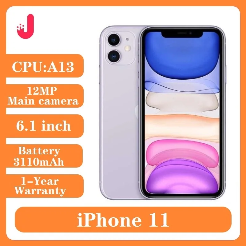 هاتف iPhone 11 الأصلي غير مقفول 64GB/128GB/256GB 3110mAh A13 6.1 بوصة شاشة LCD IOS LTE 4G iphone11 1