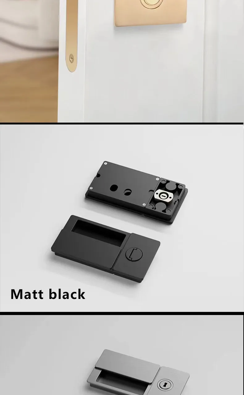 2023 New Handleless Flat Lock Modern Bedroom Magnetic Recessed Door Handle Silent Push-Pull Golden Invisible Sliding Door Lock