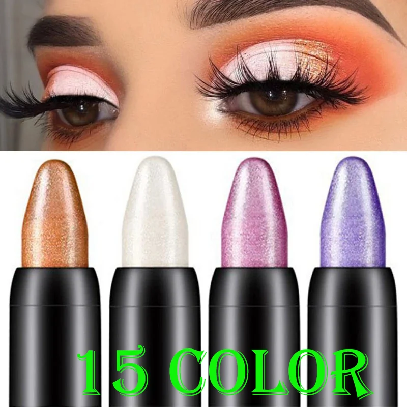 Eyeshadow Stick Eyeshadow Pen Matte Eyeshadow Eyeliner Pencil Eyeshadow Pencil Eyeshadow Eyeliner 15 Color Highlighter Eyeshadow Pencil Waterproof Glitter Matte Nude Makeup Pigment