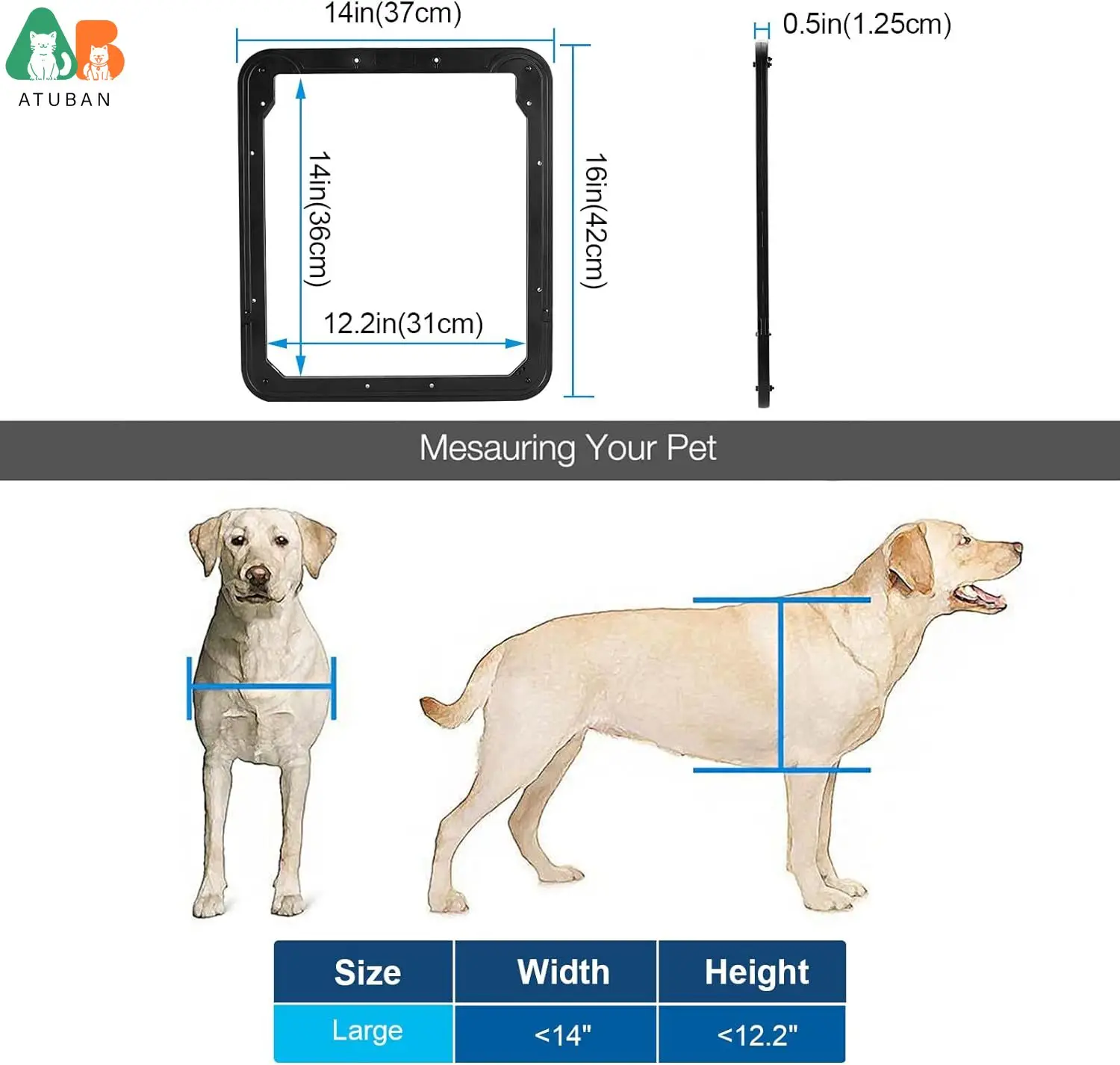Dog Screen Door 12x14x0.4 Inch Lockable Magnetic Self-Closing pet door