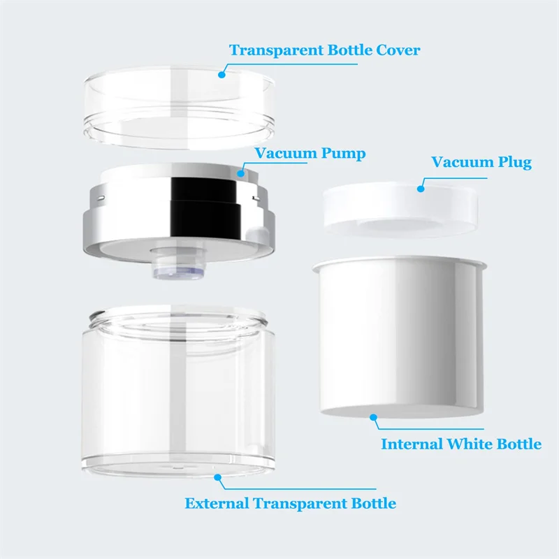 Airless Pump Jars Cream Vacuum Empty Bottles Refillable Travel Lotion Dispenser Cosmetic Moisturizer Toiletries Containers