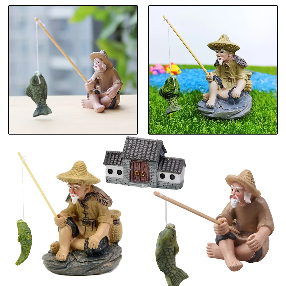 Fishing Old Man Resin Figure Statue Miniatures Sitting Garden Ornament  Outdoor Garden Pool Micro-landscape Bonsai Garden Crafts - Figurines &  Miniatures - AliExpress