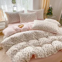 Ensemble 3 pièces à imprimé floral, plante en forme de cœur, une housse de couette et une paire de taies d'oreiller (sans rembourrage), nouvelle collection 2025 6