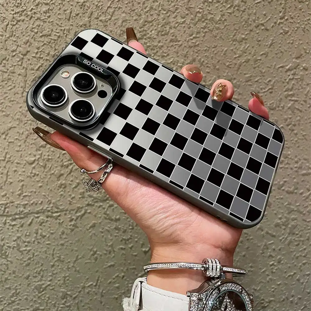 Cute Cartoon Soft Silicone Phone Cover with Silver IMD Grid Design