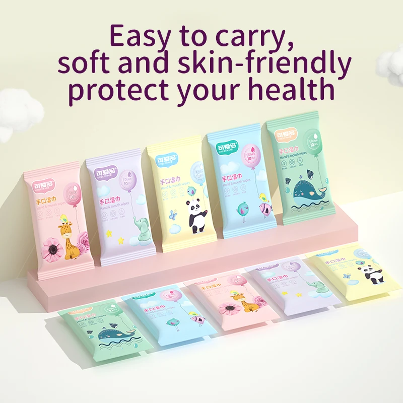 10 Pack Hypoallergenic Hand & Mouth Wipes, Alcohol-Free Thick Soft Wipes for Sensitive Skin,Gentle Cleaning Wipes